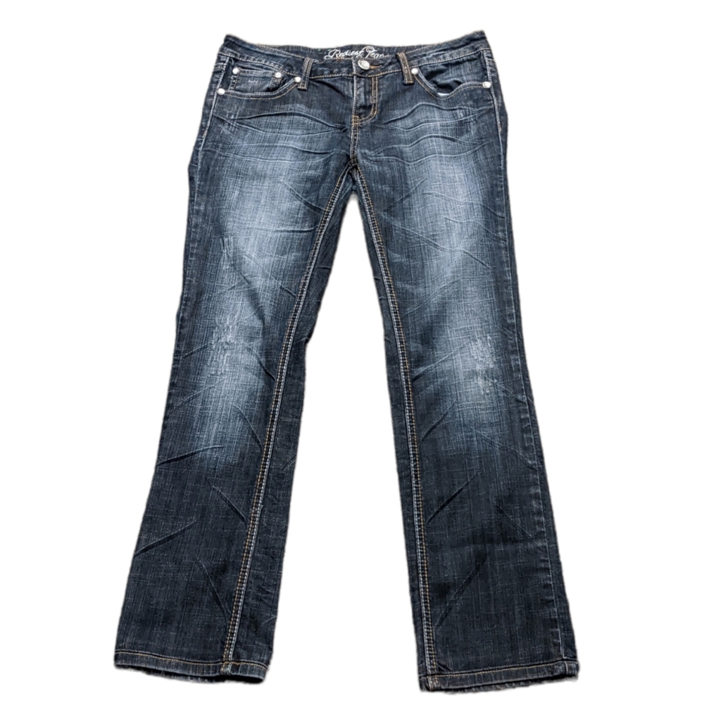 Request Decorated Back Pockets Faded Distressed Jeans 11/30